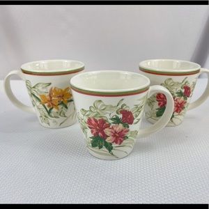 Waverly Garden Room Colorful Tropical Flowers Large Flare Mugs.